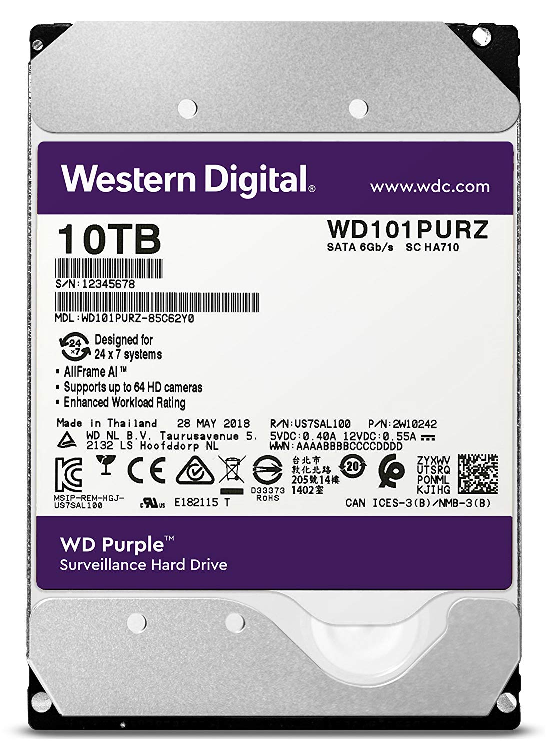 WD Purple WD101PURZ 10TB