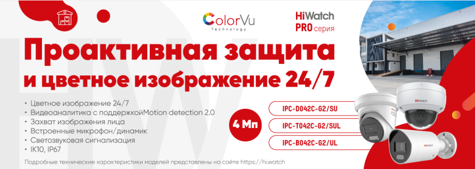 Новинки ColorVu PRO-серии IP-камер HiWatch: антивандальный купол и система проактивной защиты